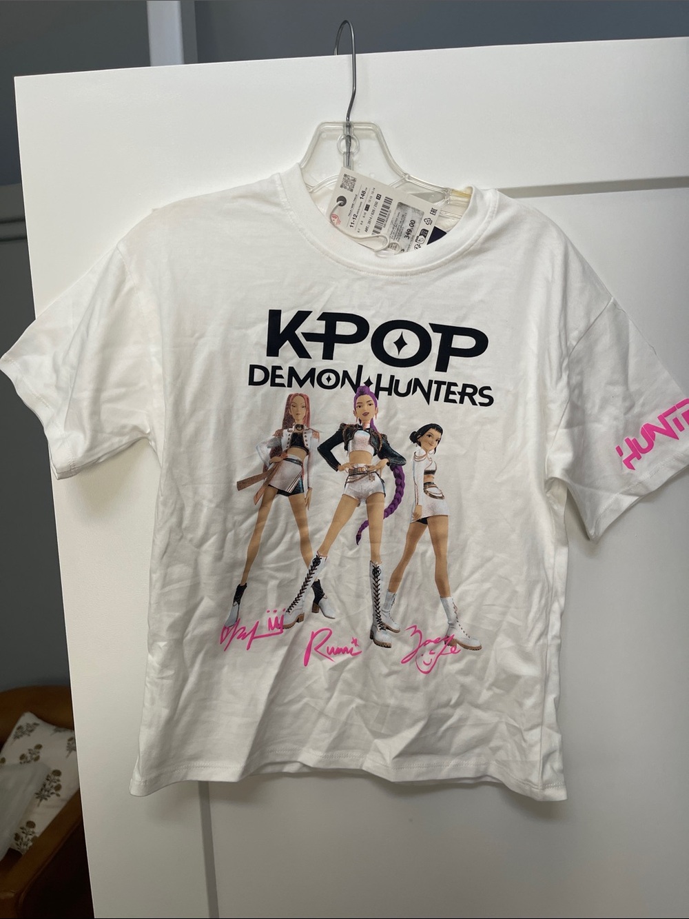 Disney White K-POP Demon Hunters Graphic Tee with Pink Accents
